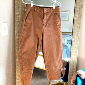 Dark khaki utility barrel pants